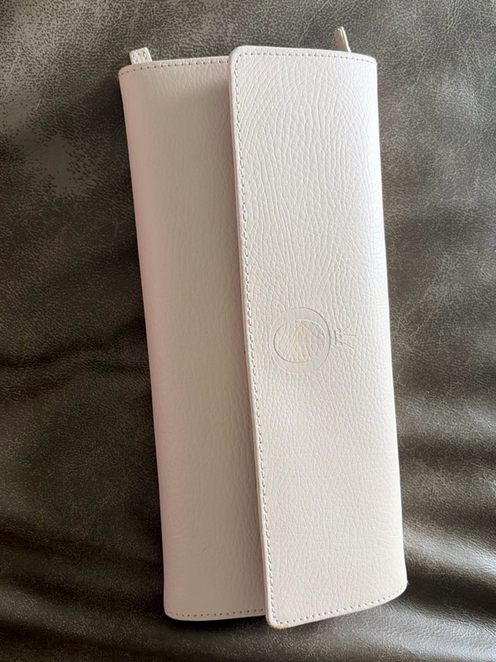 Pandora light pink genuine leather jewelry roll organizer with an embossed logo